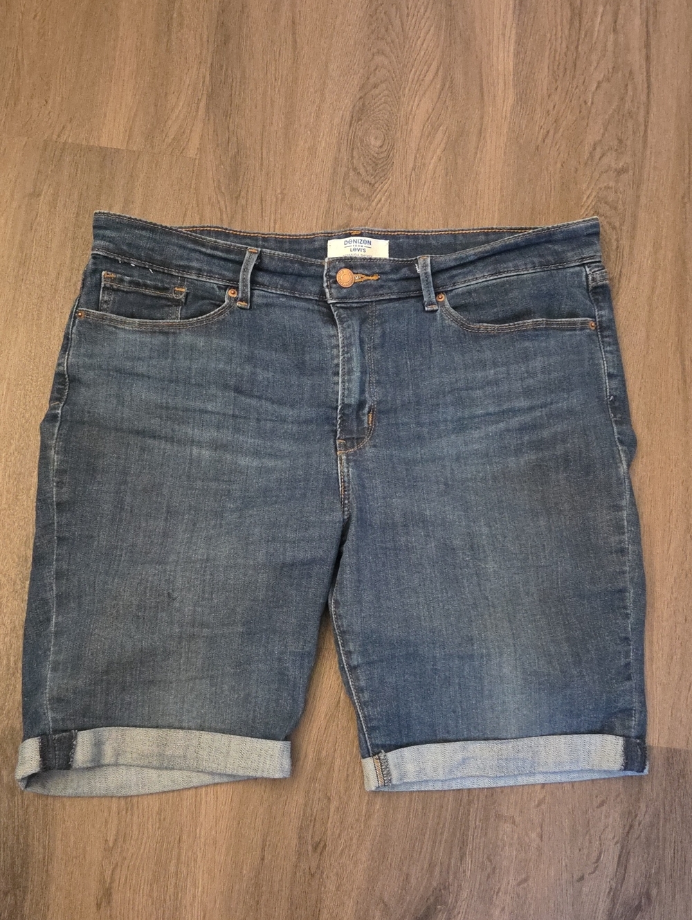 Denizen from Levi's Women's Medium Blue Rolled-Hem Jean Shorts
